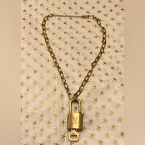 (#310) Louis Vuitton Authentic Lock & Key, 18k Gold Plated Paper Clip Necklace
